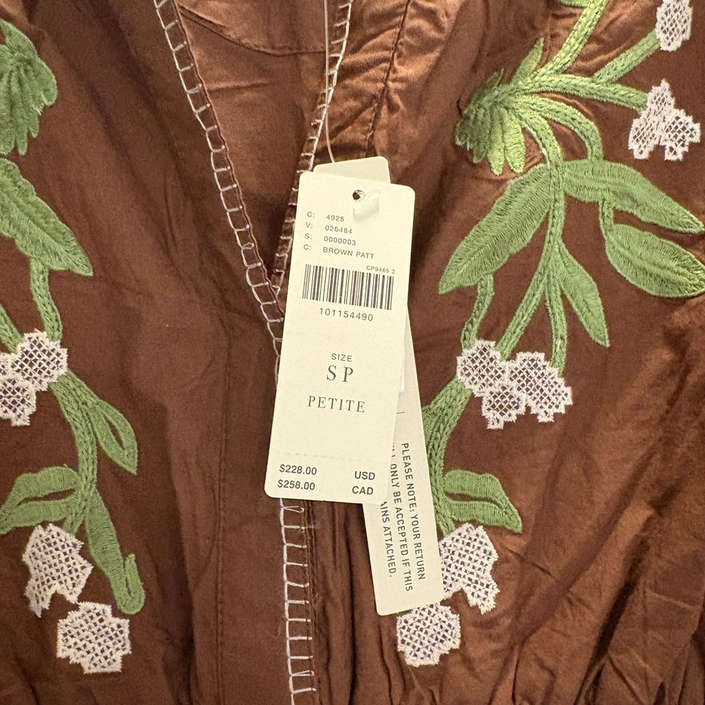Anthropologie The Somerset Embroidered Maxi Dress SP Root Beer NWT - Picture 6 of 6